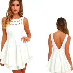 Lulu's Flirting with Danger Cutout Ivory Dress, Small